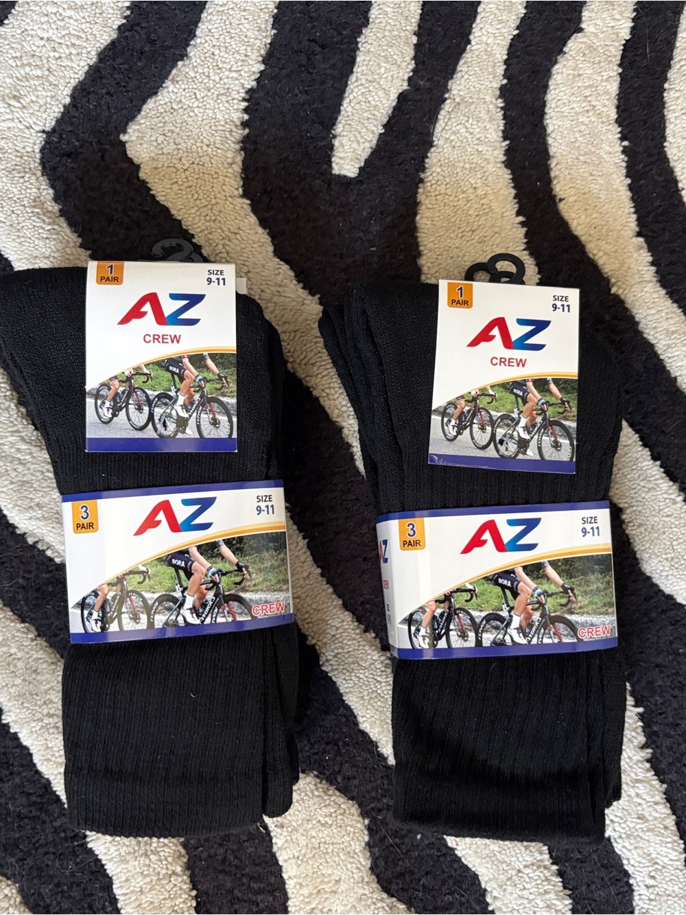 Women's Crew Socks - Black (3 Pair, Size 9-11) 2 packs (6 pairs)